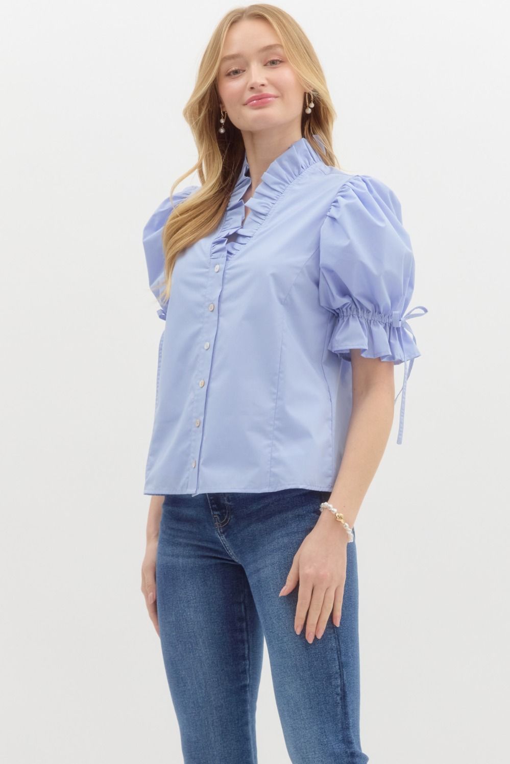 Elastic Puff Sleeve Top