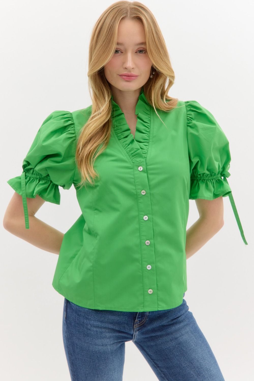Elastic Puff Sleeve Top
