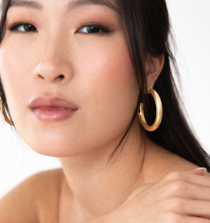 Brushed Gold Hoop Earrings