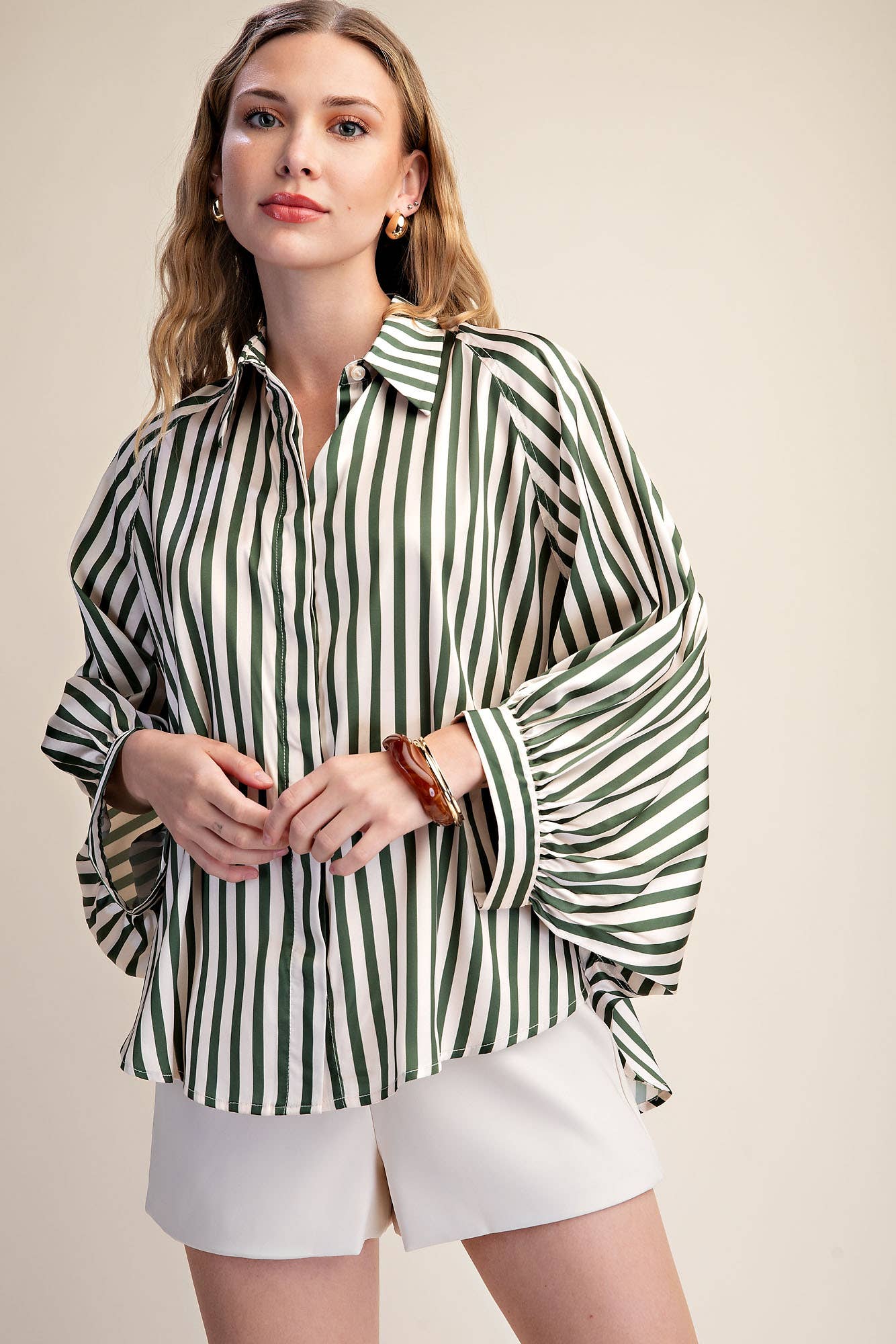 Stripe Wide Sleeve Buttondown (August Arrival)