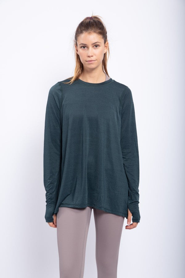 Sheer Striped Mesh Longline Active Top