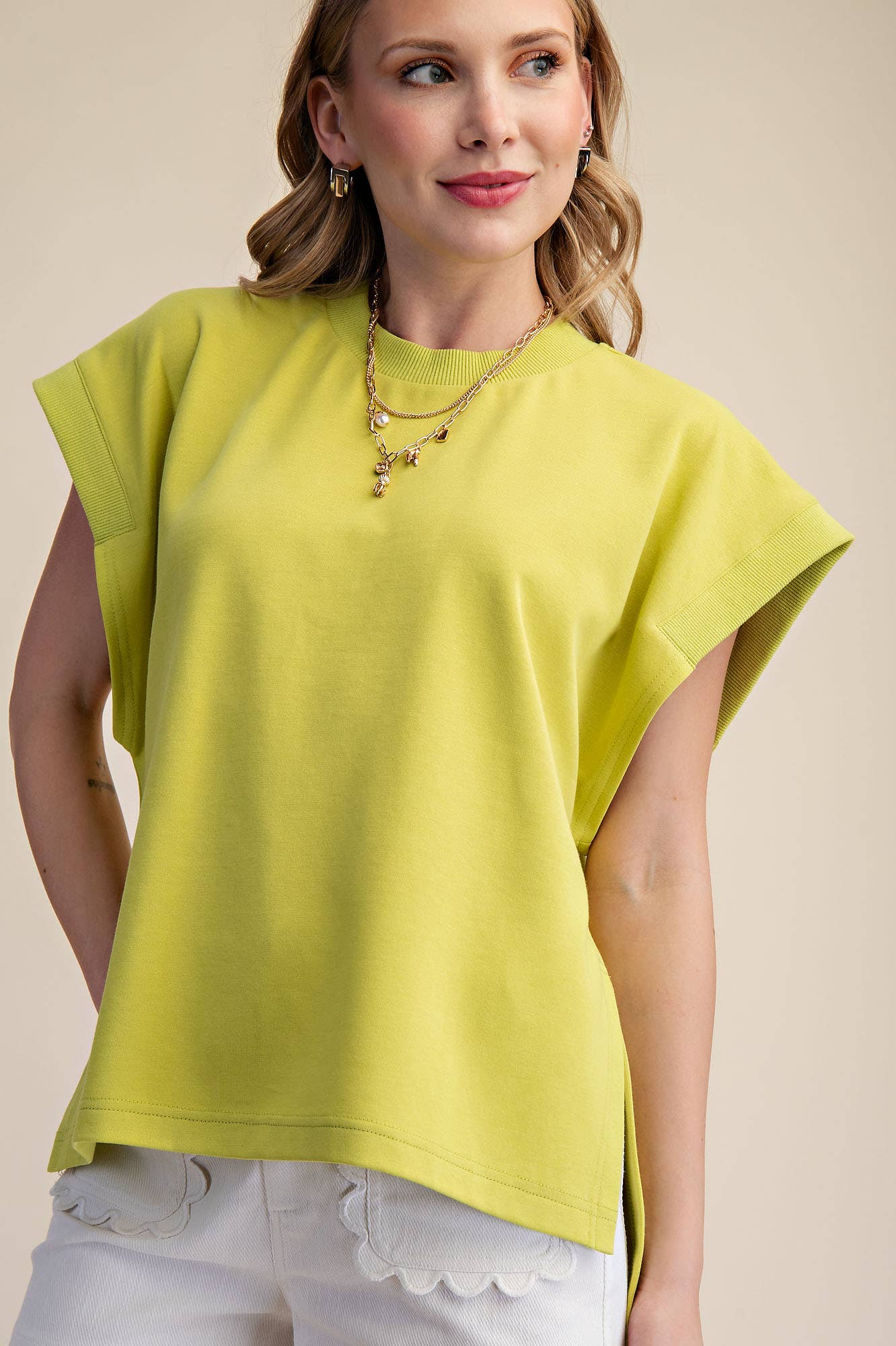 Round Neck Oversized Cap Sleeve