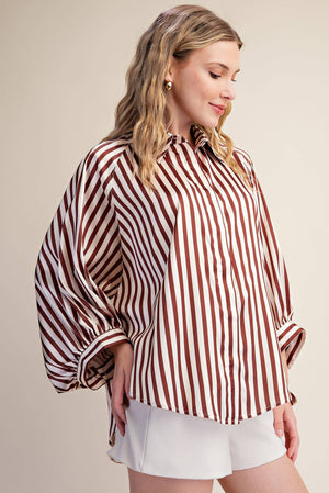 Stripe Wide Sleeve Buttondown (August Arrival)