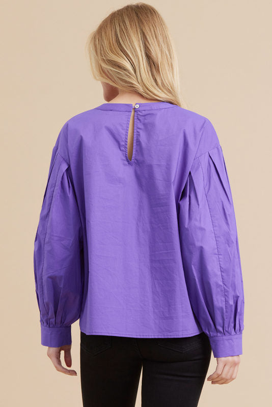 Puff Sleeve Round Neck Blouse