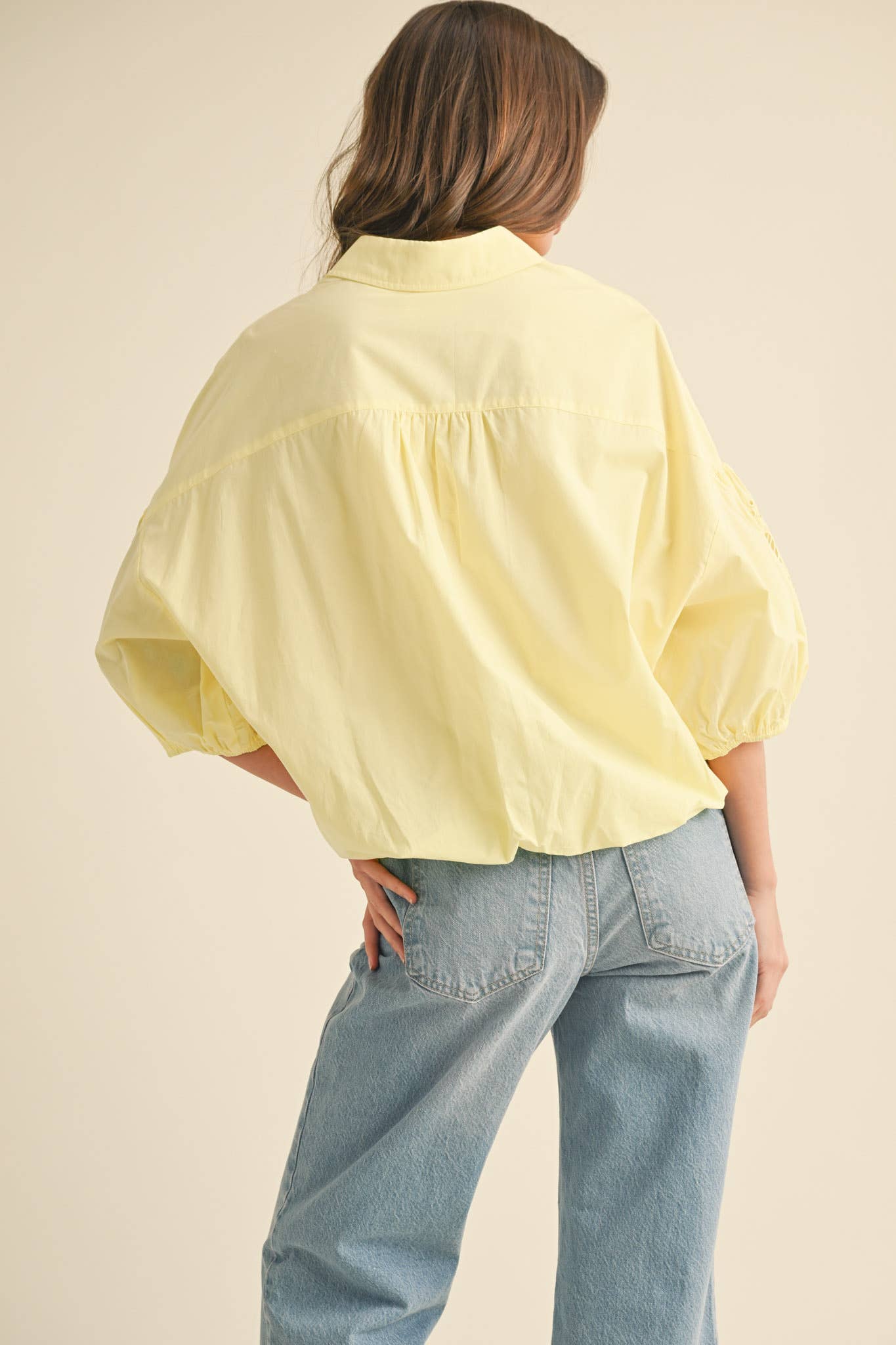 Embroidered Bubble Sleeve Top