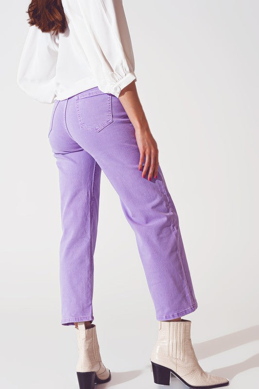 Cropped Wide Leg Light Purple Denim