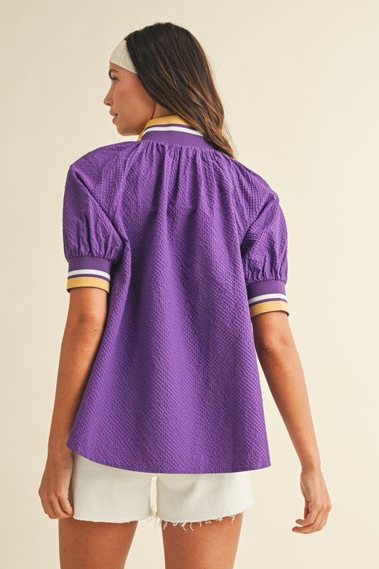 Game Day Textured Zip Up Top