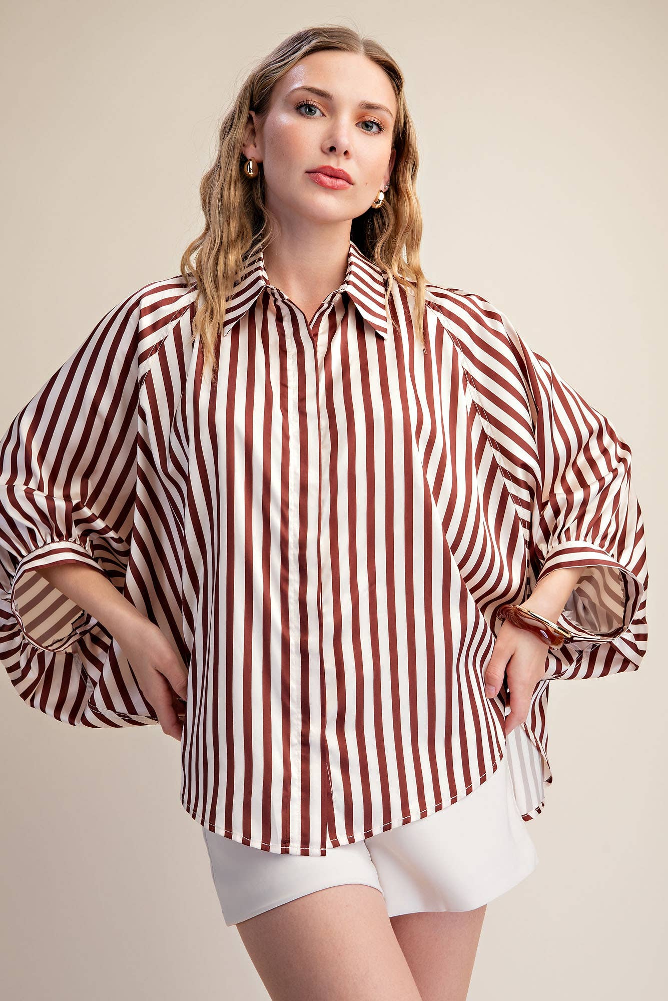Stripe Wide Sleeve Buttondown (August Arrival)