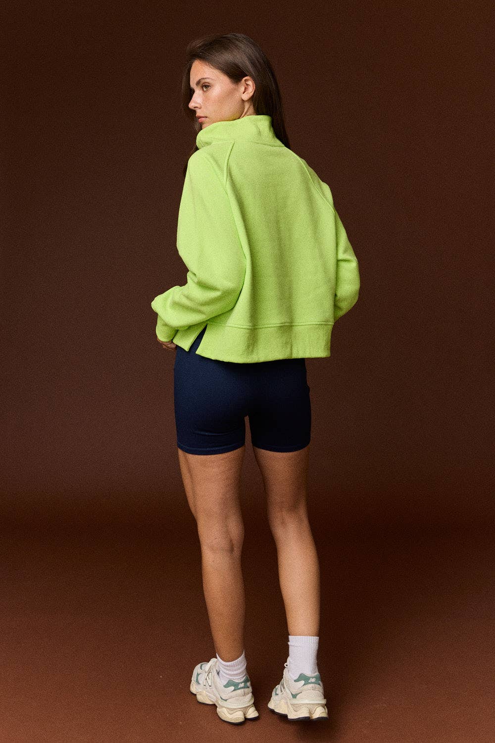 Half-Snap Button Mock Neck Pullover