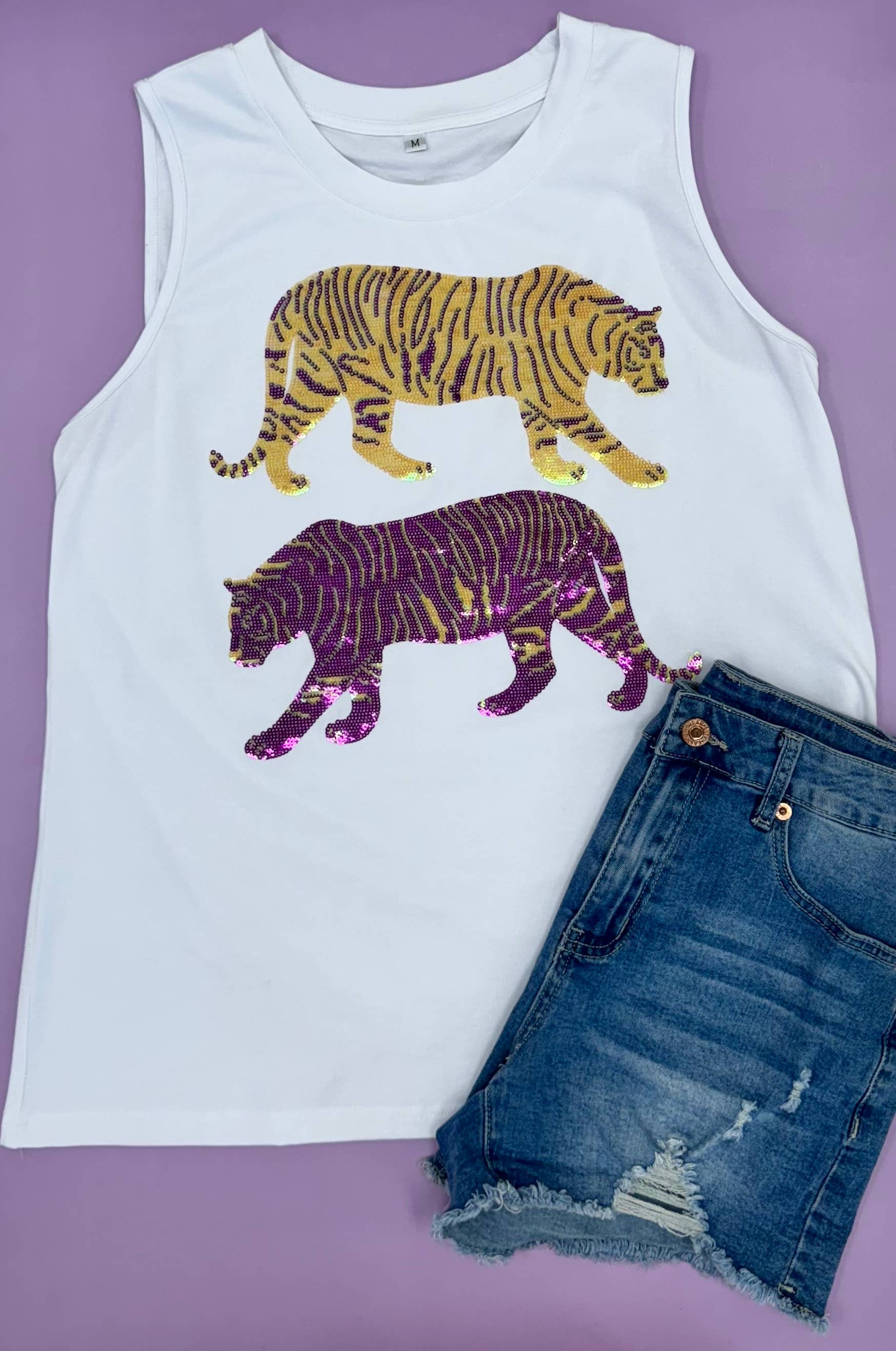 Sequin Double Trouble Tiger Tank