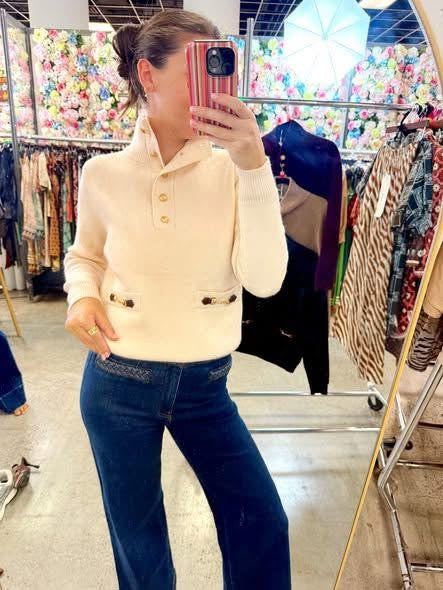 Stand Collar Buckle Pocket Knit