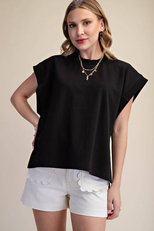 Round Neck Oversized Cap Sleeve