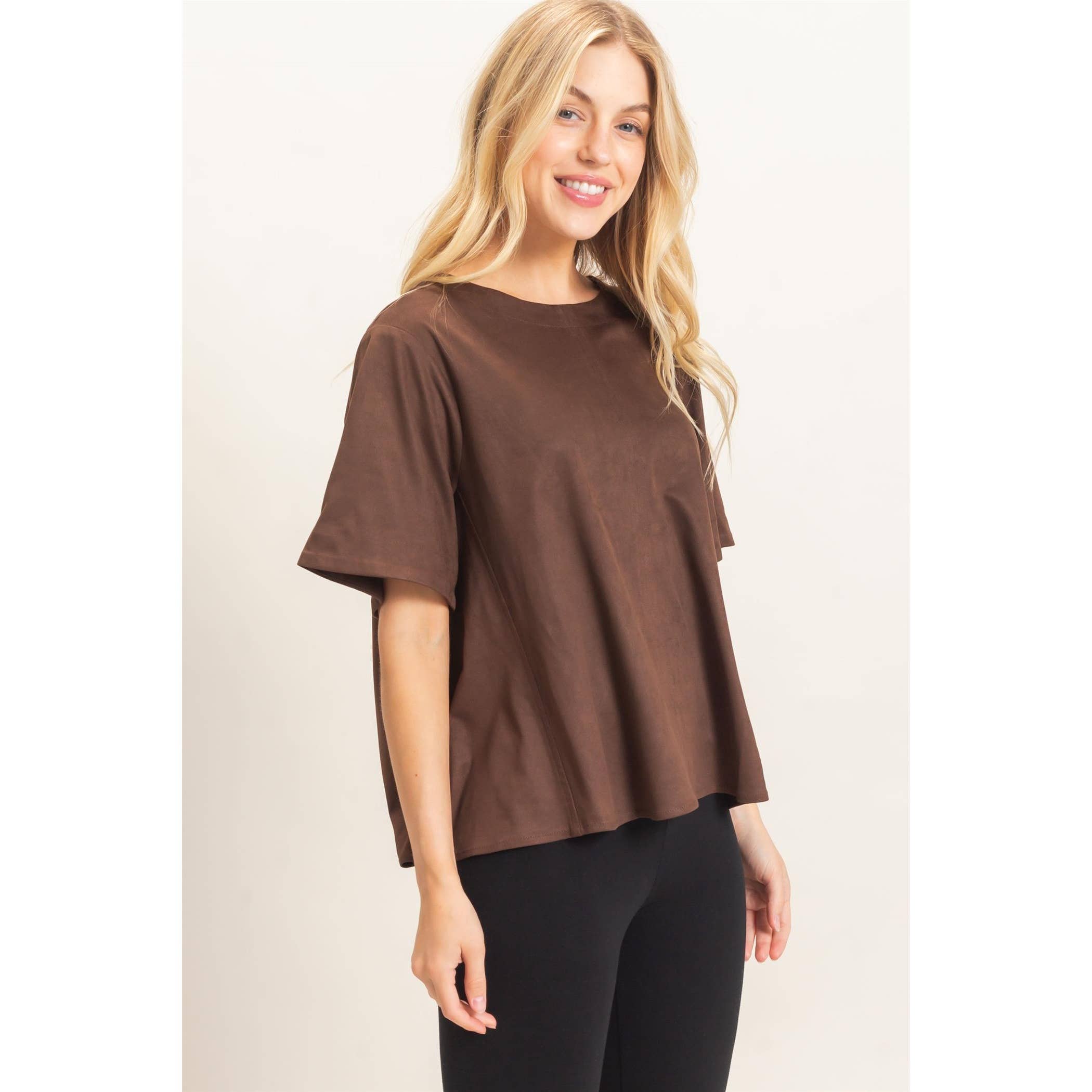 Suede Boat Neck Top (mid-September)