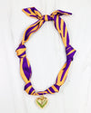 Purple & Gold Scarf Charm Necklace