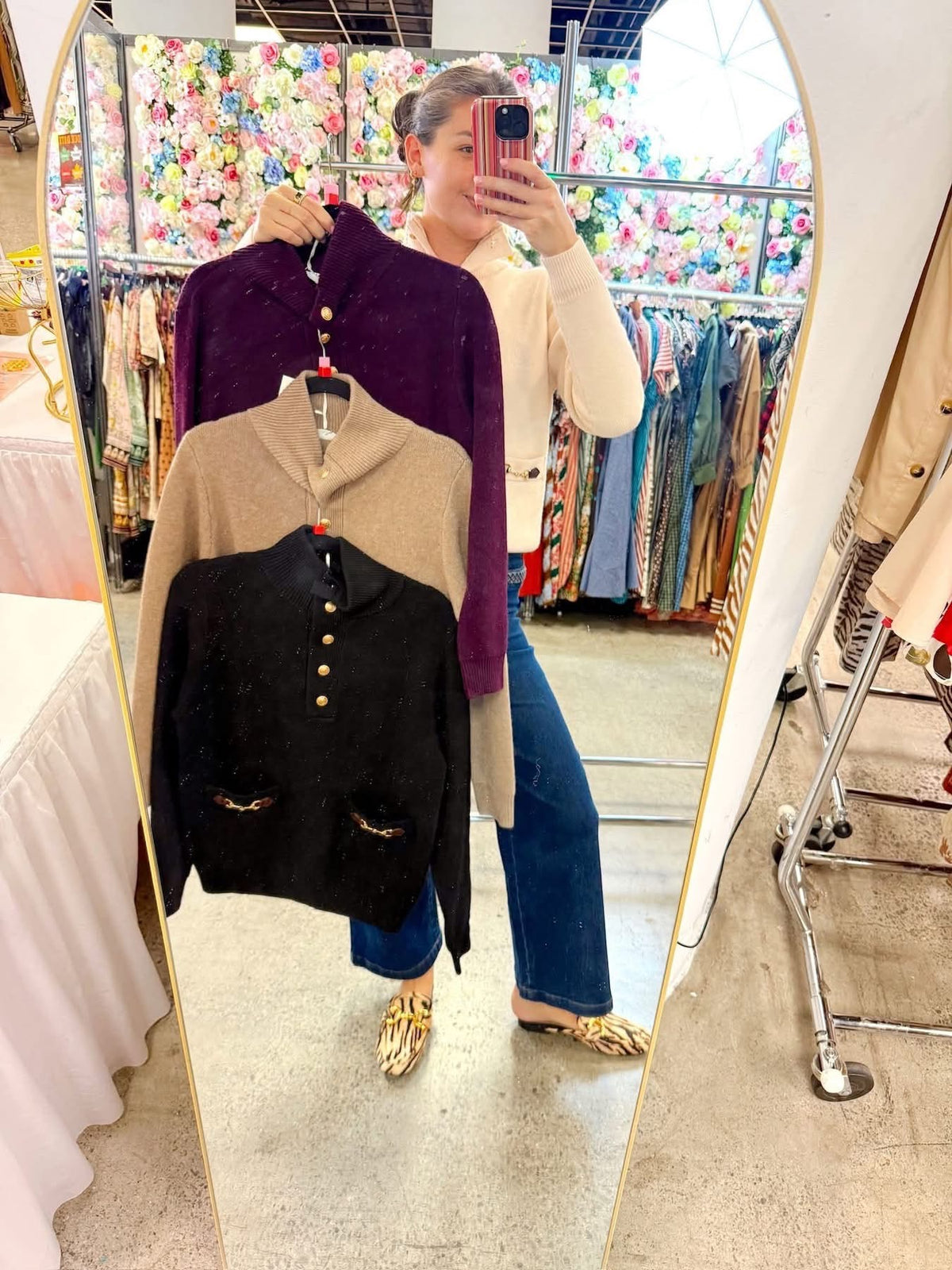 Stand Collar Buckle Pocket Knit