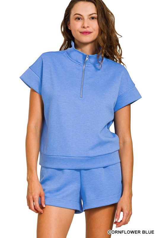 Scuba Half Zip Top & Shorts Set