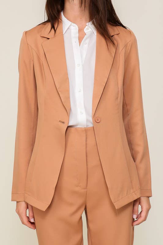 Classic One-Button Tailored Blazer