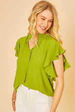 Load image into Gallery viewer, Ruffle Sleeve Smocked Neck Blouse
