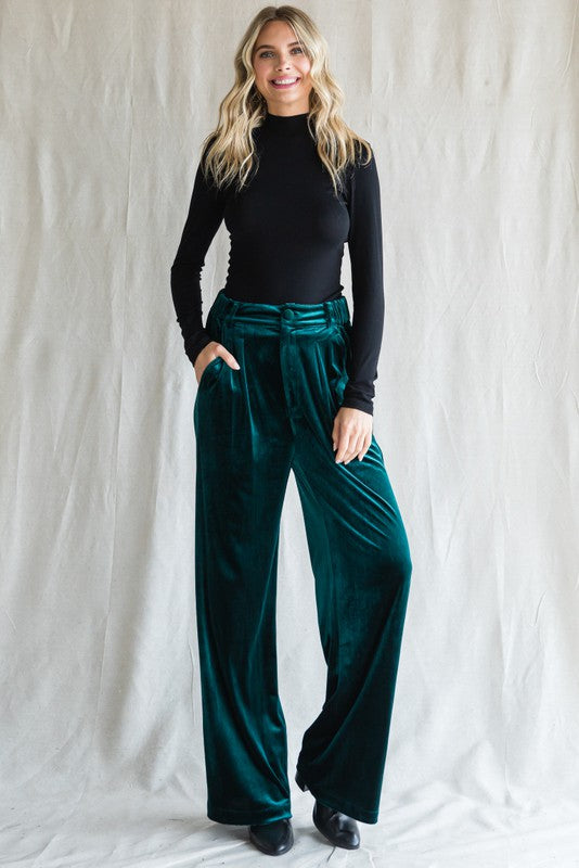 Velvet Wide Leg Pants