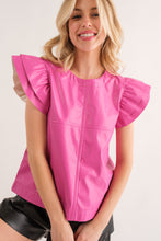 Load image into Gallery viewer, Faux Leather Ruffle Sleeve
