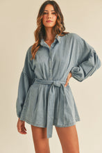 Load image into Gallery viewer, Denim Balloon Sleeve Romper
