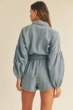 Load image into Gallery viewer, Denim Balloon Sleeve Romper
