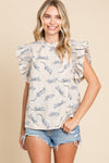 Tiger Ruffle Sleeve Top
