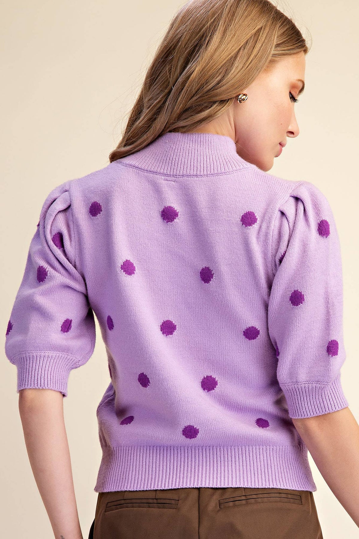 Polka Dot Mock Neck Sweater