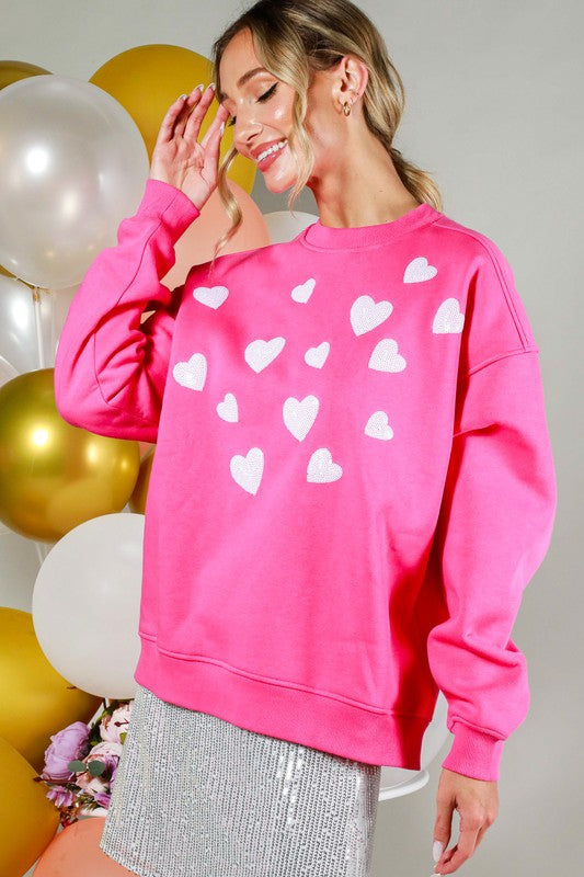 Sequin Heart Detail Sweater