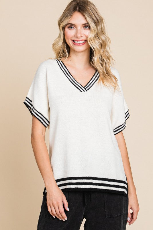 Solid Striped Knit Top