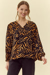 Zebra Peasant Sleeve Top