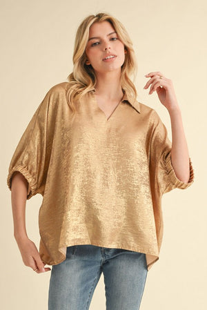 Metallic Collared Top
