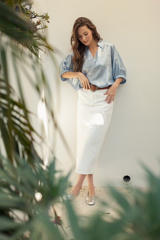 Metallic Collared Top