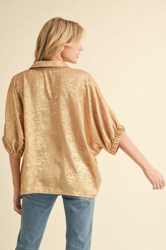 Metallic Collared Top