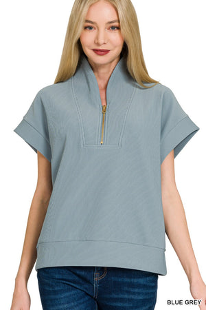 Ribbed Half Zip Top