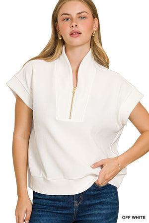 Ribbed Half Zip Top