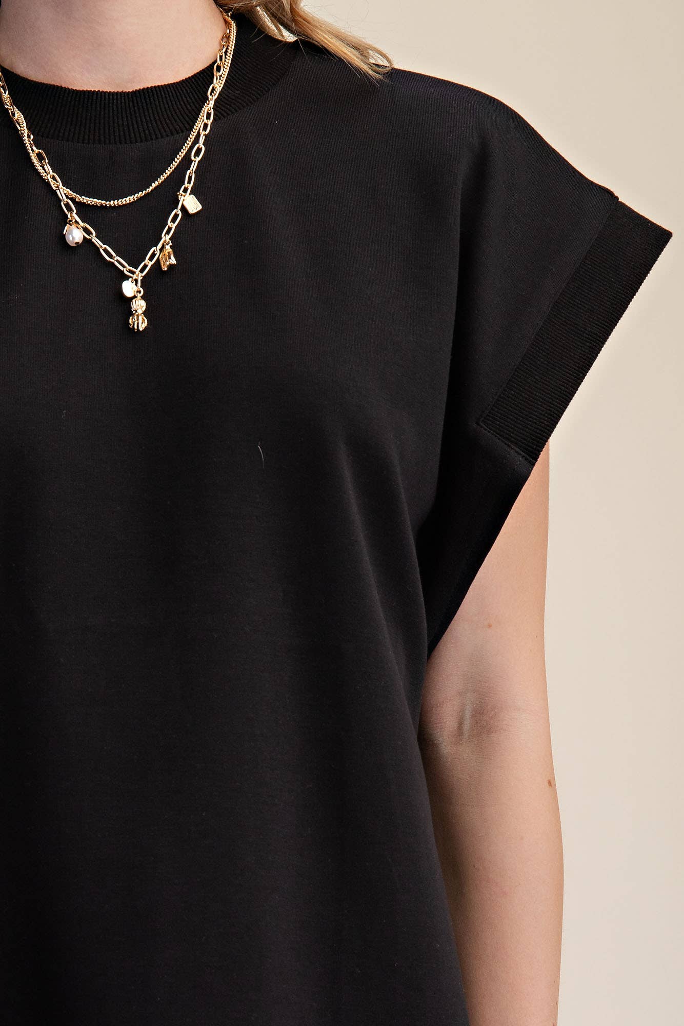 Round Neck Oversized Cap Sleeve