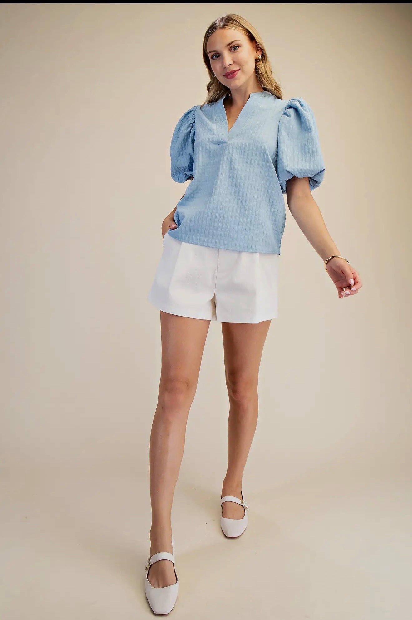Textured Puff Sleeve Top