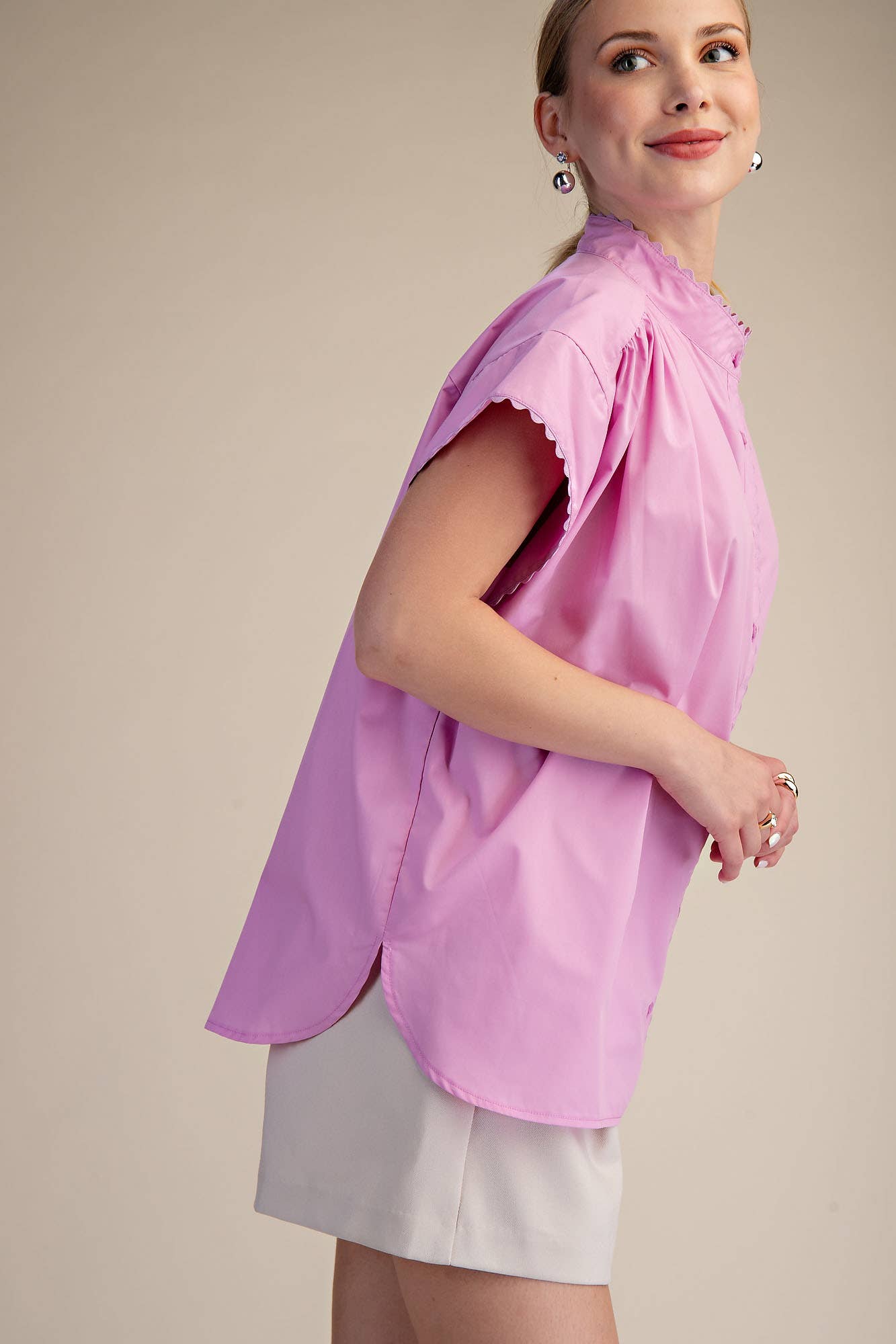 Cap Sleeve Oversized Shirt