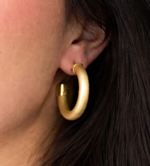 Brushed Gold Hoop Earrings