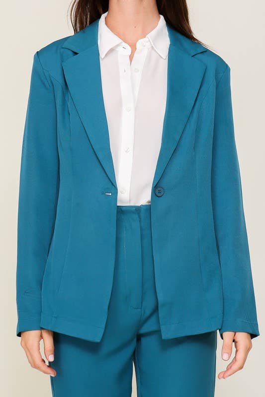 Classic One-Button Tailored Blazer
