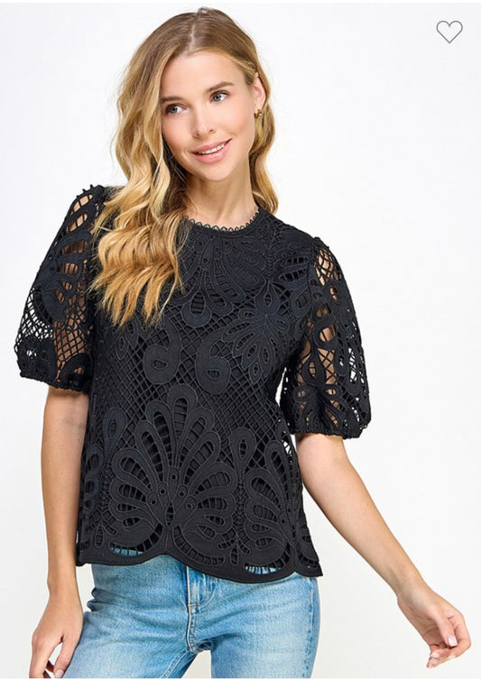 Short Sleeve Lace Top