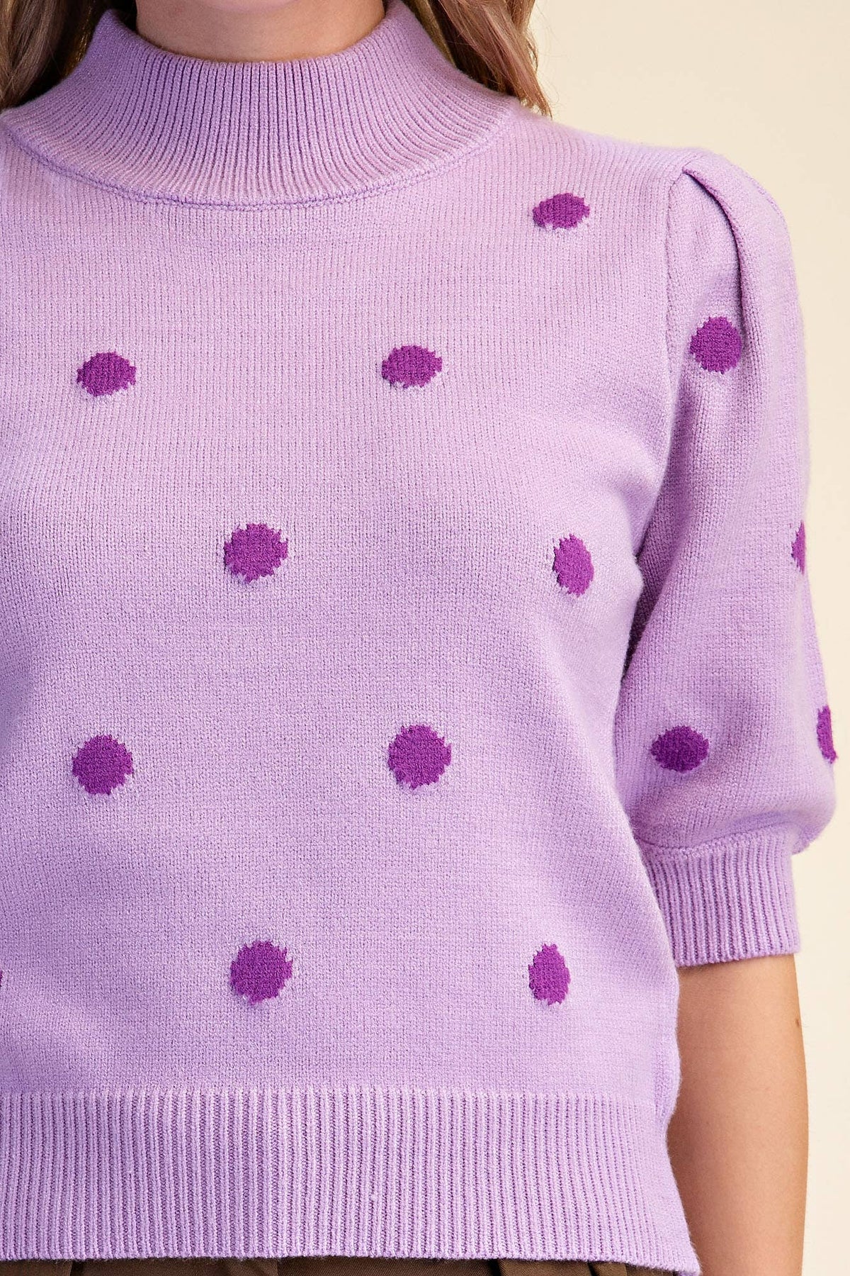 Polka Dot Mock Neck Sweater