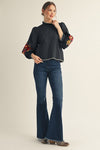 Embroidered Floral Sleeve Top