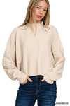Mock Neck Drop Shoulder