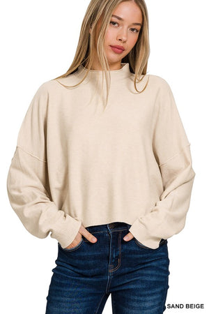 Mock Neck Drop Shoulder