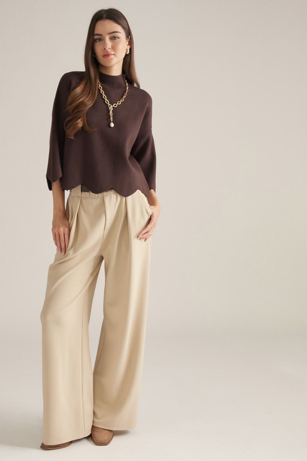 Scalloped Hem Sweater
