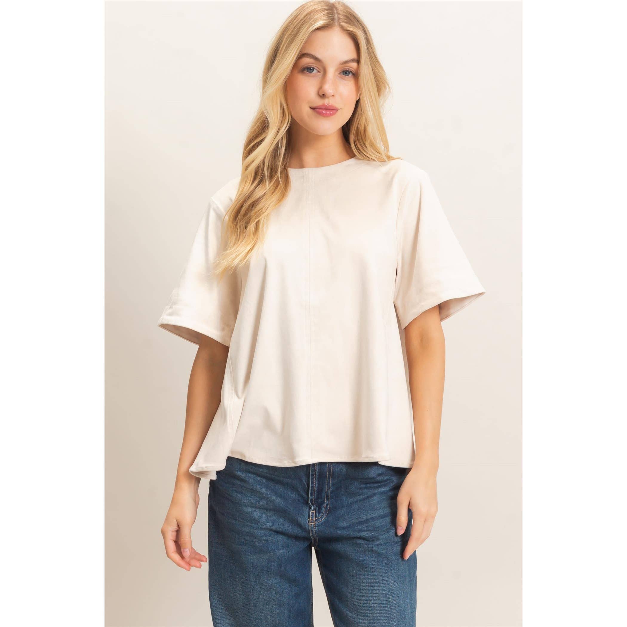 Suede Boat Neck Top (mid-September)