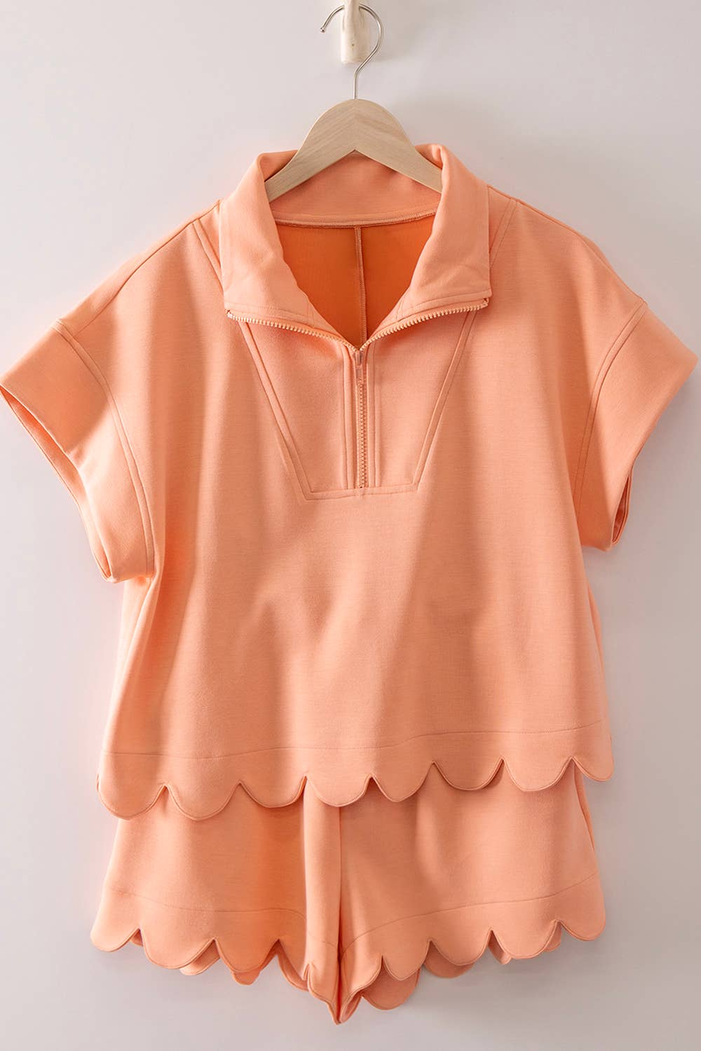 Half-Zip Scalloped Set