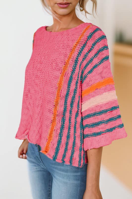 Lightweight Wide Sleeve Stripe Knit